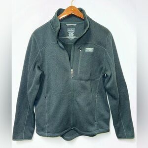 LL Bean Slightly Fitted Med Regular Sweater Fleece Full-Zip Jacket Hunter Green